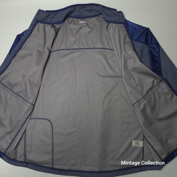 Rhone Tech Terry Full Zip Track Jacket Tasman Blue Gray Size XL With Back Pocket - Picture 5 of 14